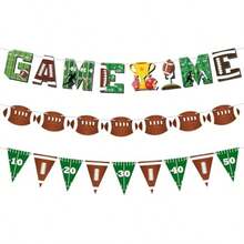 Time Banner Birthday Party Decorations 3Pcs Sports Paper Garland With Triangle Flags Banner For Boys Sports Birthday Party Day Tailgate Party Supplies - Game - View 1