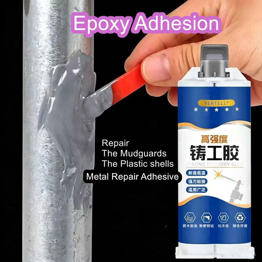 (1 cái/85g) Keo sửa chữa kim loại cường độ cao, keo hàn nguội chắc chắn, chất kết dính đúc sửa chữa nhựa thần kỳ, keo AB chịu nhiệt, keo dán ô tô - keo nhựa epoxy - chất bịt kín ren - nhựa epoxy chịu nhiệt cao dùng trong ô tô, thích hợp cho ống xả, chắn bùn và vỏ nhựa.