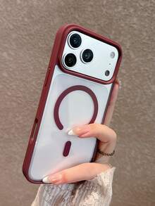 極簡透明壓克力酒紅色磁吸手機殼，適用於 17 Pro Max/17 Pro/17/16 Pro Max/16/16 Pro/16 Plus/15/15 Pro Max/15 Pro/15 Plus/11/12/13/14 Pro Max/12 Pro/12 Pro Max/13 Pro/13 Pro Max/7 Plus/14 Pro，硬殼防震 - 酒紅 - 查看 5