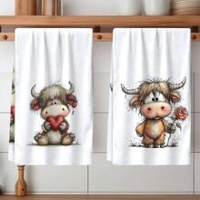 Bộ 2/4/6 chiếc, Khăn lau bát đĩa in hình bò dễ thương, Khăn lau nhà bằng sợi microfiber siêu thấm hút, Khăn lau bếp, khăn rửa chén, khăn lau nhà, khăn tay, Cực kỳ mềm mại và thấm hút, Trang trí nhà bếp, Quà tặng cho hàng xóm, mẹ, sinh nhật, tân gia cho bạn bè, đồ dùng nhà bếp thiết yếu, nhu yếu phẩm hàng ngày. - Nhiều màu - Xem 6