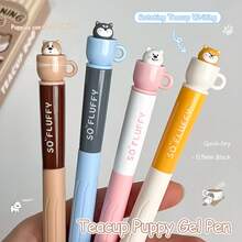1 Set Animal Cat Dog And Cute Pink Rabbit Style Neutral Ballpoint Pen, Creative Rotating Cup Ballpoint Pen, 0.5mm, Quick-Drying Black Ink, Fun Stress-Relief Rotating Refill, Silicone Sleeve, Quick-Drying, 0.5mm Black Pen Suitable For Office, Back To School, Holiday Gifts. Diary, School, Office Supplies Cute Pen Suitable For Women And Men - MURA Pens - View 3