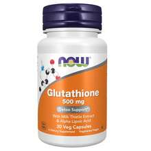 NOW Foods Supplements, Glutathione 500 Mg, With Milk Thistle Extract & Alpha Lipoic Acid, Free Radical Neutralizer*, 30 Veg Capsules - 30粒素食膠囊 - 查看 1