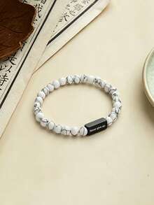 1 chiếc vòng tay hạt cườm bằng thép không gỉ mờ màu trắng ngọc lam, khắc chữ theo yêu cầu, quà tặng cặp đôi cá nhân hóa với thông điệp truyền cảm hứng, unisex. - Nhiều màu - Xem 4