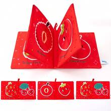 嬰兒彩色水果布書,親子互動遊戲嬰兒玩具,皺紙感官早教玩具,耐撕咬可咀嚼,柔軟可水洗,附 Bibi 聲與沙沙聲效,0-3 歲嬰兒蒙特梭利學習書 - 彩色 - 查看 14