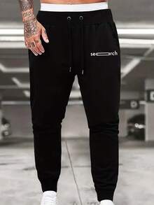 Plus-Size Men's Printed Patterned Sports Pants Spring And Autumn, Outdoor Sports Pants - Black - View 2