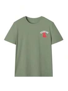 Camiseta de Cuello Redondo con Estampado Gráfico Personalizado de Botas Rojas de Verano para Mujer, Estilo Occidental, Casual - Verde hierba - Ver 3