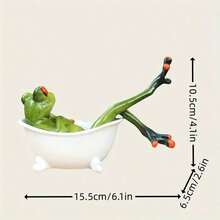1pc Whimsical Bathtub Frog Statue, Unique Frog Bathing Decor, Suitable For Indoor And Outdoor Decoration - Bathtub Frog - View 6