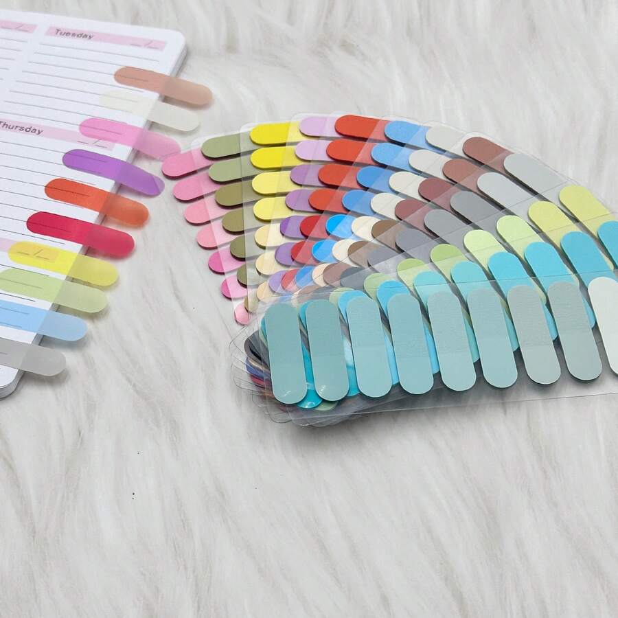 12 piezas (2400 hojas) Notas adhesivas redondas de colores degradados, etiquetas guía de lectura transparentes, marcadores de página para carpetas de archivo, pestañas autoadhesivas - Multicolor - Ver 1