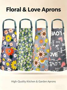 1 pieza Delantal sin mangas floral verde único e impermeable - Poliéster duradero, correa ajustable para el cuello, adecuado para la cocina y el jardín - Girasoles - Ver 11