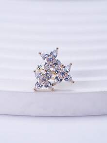 1 pieza Elegante Orejera con Circonita en Forma de Estrella, Diseño de Nicho Elegante, Estilo Elegante para Ir al Trabajo - Dorado - Ver 3