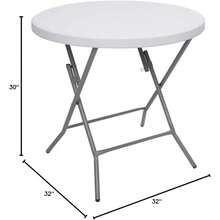 32 Inch Round Folding Table Durable HDPE Material And Robust Metal Frame For Party, Kitchen, Dinning, Card Games, Wedding, Patio, Indoor - 白色 - 查看 3