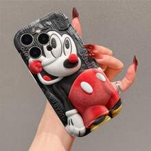 Disney Mickey Mouse Phone Case, Official Mickey Character Design, Stylized Mickey With Plush Red Cheeks And Shorts On A Dark Industrial Background With Textured Details Protective Cover. Compatible With IPhone 17, 16, 15, 14, 13, 12, 11 Pro Series, Featuring A Modern, Edgy Take On The Classic Mickey Mouse With Plush Textures, Perfect For Mickey Fans Who Love A Unique, Street-Style Aesthetic, Ideal For Birthdays, Holidays, Anniversaries, Graduation Gifts, Or Any Special Occasion To Surprise Family, Friends, Classmates, And Loved Ones. - 白色 - 查看 4