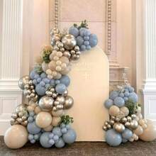 Dusty Blue And Gold Balloons, 60 PCS 10 Inch Slate Fog Pastel Baby Blue Sand White And Gold Balloons For Baby Boy Shower Bridal Shower Birthday Wedding Party Decorations - 18 YEARS - View 6