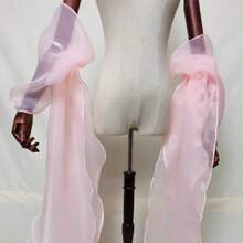 1pc White Organza Bridal Long Sleeve Arm Sleeves With Ribbon, Puff Sleeves, Detachable Black/Pink/Purple Decor Sleeves Bridal Accessory - Multicolor - View 11
