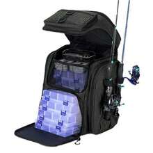 Fishing Tackle Backpack, Large Outdoor Storage Tackle Bag Fishing Gear, GreenNO Trays - Fishing Backpack Type B + Black - View 2