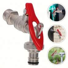 Outdoor Anti-Theft Faucet, Made Of Zinc Alloy, Lockable For Safety, G1/2 Threaded Interface, Meets European And American Standard Faucet Connectors, Suitable For Outdoor Use, Quick Hose Connection - Red - View 9