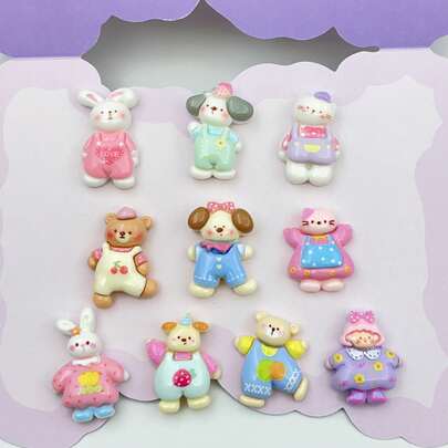 10pcs Mixed Small Animal Decor, DIY Accessories For Jewelry, Stationery, Phone Cases, Keychains, Hollow Out Clogs Charms, Decorative Stickers (Jewelry Making For Adults Aged 14+)