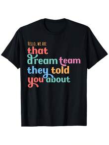 Hello, We Are The Legendary Dream Team T-Shirt. It's A Casual Black Short-Sleeved Crew Neck T-Shirt That's Machine Washable. Suitable For All Seasons, It Also Makes A Great Mother's Day Gift. Designed With A Relaxed Fit. - 黑色 - 查看 6