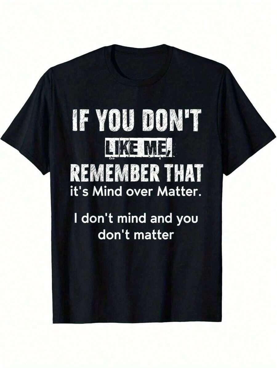 Camiseta Mind Over Matter de Algodón de Alta Elasticidad para Hombre| Corte Holgado, Manga Corta, Cuello Redondo, Para Uso Casual y Deportivo, Esencial para Ropa Urbana de Primavera/Otoño, - Negro - Ver 1