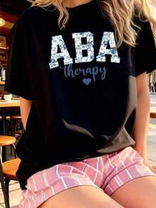 Terapia ABA Floral Blue Wildflower RBT Behavior Th-0 - Negro - Ver 3