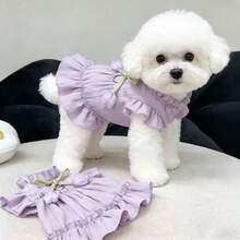 一件轻薄透气的狗狗连衣裙,适合贵宾犬、泰迪犬、比熊犬等小型犬,清凉舒适,猫咪夏季公主裙,宠物狗猫夏季公主蓬蓬裙,小型犬连衣裙 - 紫色 - 查看 10