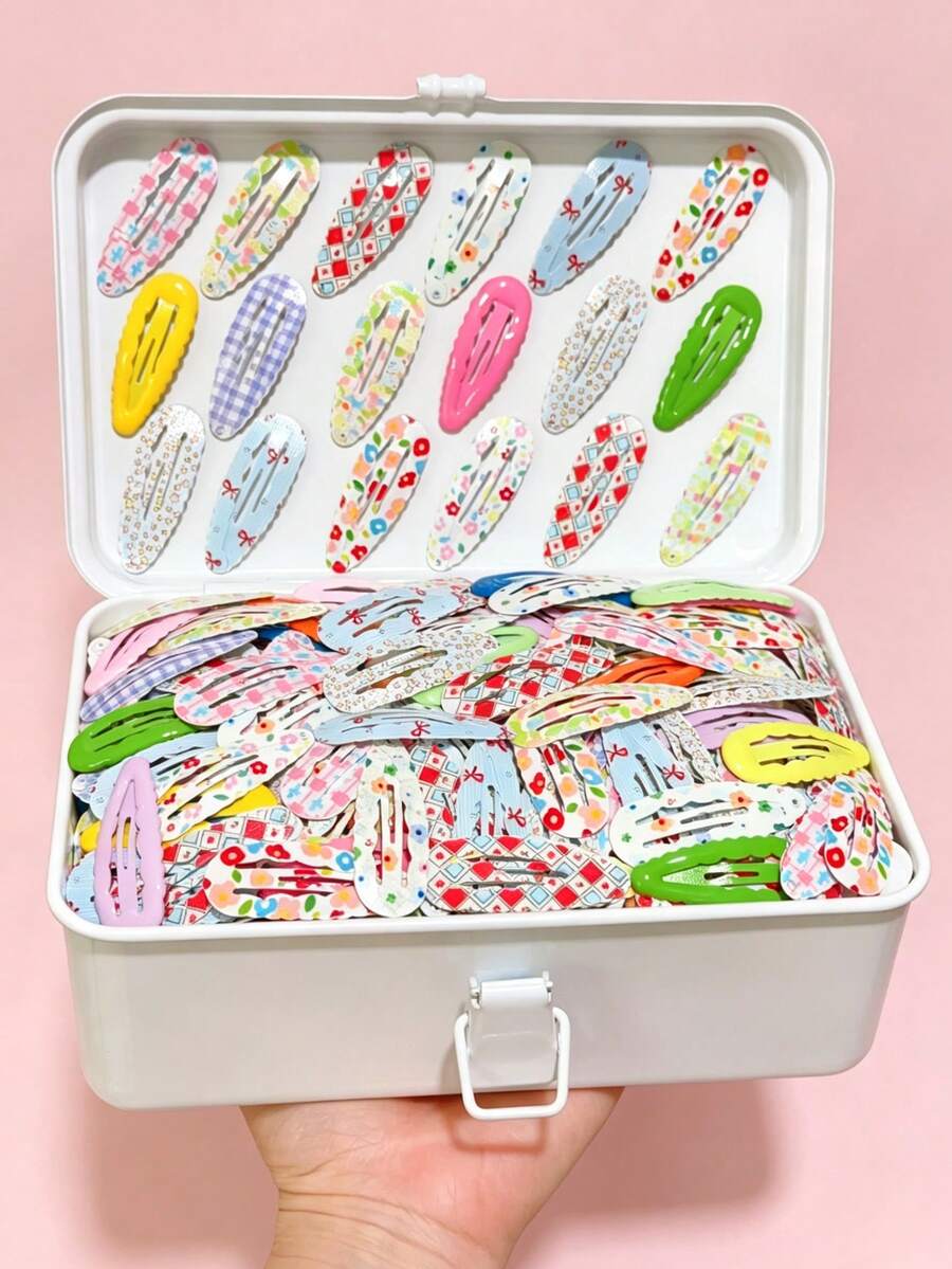 10/20/50PCS Girls Multi-Color Printed Snap Hair Clips, Simple Cute Shiny Dopamine BB Hair Clips For Bangs, Hair Accessories, Student Gift For Daily Use - Multicolor - View 1