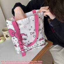 SANRIO Hello Kitty Women's Large Capacity Tote Bag/Shoulder Bag/Travel Bag, Hello Kitty Canvas Tote Bag, Cute KT Tote Shoulder Bag, Cartoon Versatile Handbag, Large Capacity Commuter Bag, Suitable For Travel, Back To School, Commuting - Multicolor - View 10