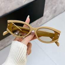 1PC Unisex Simple Oval Small Frame Y2K  Street Casual Fashion Glasses For Vacation - Blue - View 6