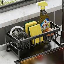 1 Multifunctional Sink Drain Rack, Holds Dish Soap, Sponge, Dishcloth, Kitchen Utensils. Upgraded Carbon Steel Sink Wiping Cloth And Faucet Dishcloth Holder, Cleaning Sponge And Steel Wool Ball Storage Rack, Available In Plastic And Carbon Steel Materials. - Multicolor - View 15