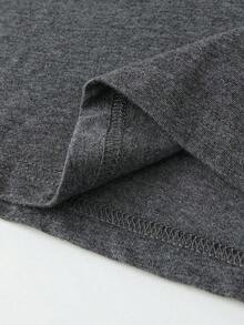 Camiseta unicolor de cuello redondo - Gris oscuro 3 - Ver 5