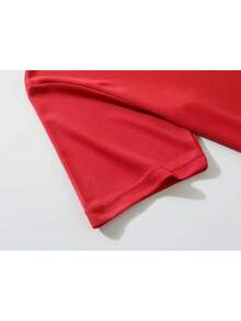 Camiseta de poliéster para hombre con estampado divertido de letras y figura caída "No Balance", de verano, de secado rápido, transpirable, de ajuste holgado, cuello redondo, personalidad divertida, versátil para uso diario, casual, de manga corta - [Rojo] - Ver 3