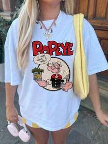 Women's 100% Cotton T-Shirts 2026, Women's Casual T-Shirt With Colorful Letter And Cartoon Character Print, Round Neck, Short Sleeve, Spring/Summer, Versatile For Everyday Use, Pink Hen Party - White - View 11