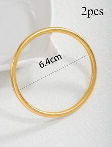 1pc Women's 4mm Solid Matte Gold Plated Bracelet, Round Vintage Style Stacking Bracelet (Note: Only 1 Piece Sold) - Gold - View 19