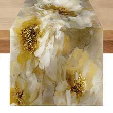 1 pieza Camino de mesa de estilo de arte moderno, con elementos florales grandes, adecuado para todas las estaciones. Se puede usar en la mesa de comedor, mesa de centro, aparador, soporte de TV, tocador, mesita de noche, así como para bodas, tardes de té, fiestas de cumpleaños, reuniones festivas y otras ocasiones. - Multicolor - Ver 10