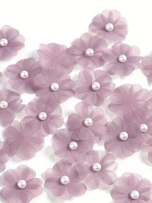 10/20/30 piezas de pétalos pequeños de tela con perlas falsas transparentes para accesorios DIY hechos a mano - Decoración versátil de flores artificiales para el hogar, bodas y compromisos - Se puede usar para tocados, guirnaldas de muñecas y accesorios de velo, contenedor no incluido - Multicolor - Ver 25