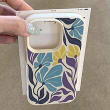 Flower 1pc TPU Material Vintage Minimalist Abstract Floral Pattern Phone Case Compatible With IPhone 17 Pro Max/17/16 Pro Max/15/13/12/11, S20 FE/A15/S24/A55, Note 11/Note 12/Note 13 Pro, Full Coverage Anti-Drop Soft Protective Phone Cover - White - View 3