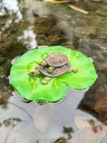 1pc Floating Turtle In Lotus Pond Decor, Resin Slouchy Turtle Statue Suitable For Pond, Swimming Pool, Yard, Outdoor Decoration, Cute Turtle Figurine Gift For Turtle Lovers - Multicolor 1 - View 4