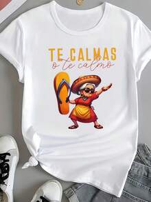 Camiseta de algodón de manga corta para mujer, Colección Nueva 2025 de Calm Grandmother'S, Ropa elegante para mujer, Camiseta de cuello redondo, Adecuada para todas las estaciones, Suave y cómoda. - Blanco - Ver 6
