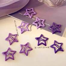 10/20/50/100pcs Purple Star Hair Clips For Women, Fashionable Bangs/Side Fringe Five-Pointed Star, Daily Wear, Bangs Styling, Stylish Clips, Star Design, Durable Hair Clips, Well-Crafted Clips, Women Hair Clips, Decorative Clips, Fashion Enthusiasts, Followers - Star Hair Clip - View 5