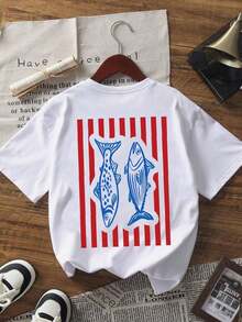 Short Sleeve T-Shirt With Round Neck, Embroidered Sea Turtle Print, Casual And Simple Style, High Quality, New Summer Collection, Versatile And Elegant Blouse For Women, White, New Collection 2026 - 100% Breathable Cotton, Y2K Style Sportswear, Round Neck, 100% Cotton, Soft Fabric, Short Sleeve. - 白色 2 - 查看 2
