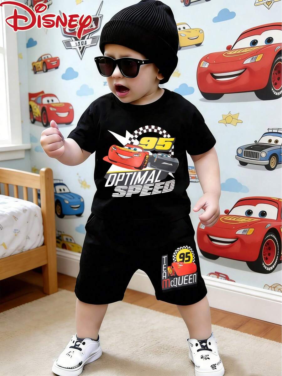 Disney Boys Baby's short-sleeved shirt and shorts set, 2-piece, pattern printed, Cute, comfortable, breathable, and skin-friendly for children. Summer T-shirt as a base layer for pullover shirts, Sportswear and sports suits,ropa de bebe recien nacido - Negro - Ver 1