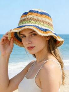 1 pieza Sombrero de sol de estilo coreano para mujer, nuevo sombrero de verano minimalista versátil y delgado de fácil cuidado con protección solar, cómodo y casual adecuado para exteriores, senderismo, reuniones, compras, viajes y otras ocasiones - MZ3364 - Ver 15