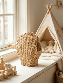 Woven Nursery Storage Basket For Kids Room, Shell Toy Storage Basket, Boho Nursery Decor For Girls Room And Reading Nook - Shell - View 6