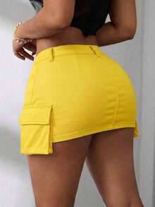 American Camouflage Cargo A-Line Denim Mini Skirt, Slim Fit Sexy Lady Spring/Autumn - Multicolor - Ver 8