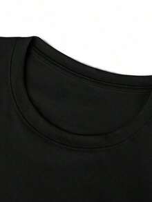 ¡Novedad! Blusa de manga corta para mujer, diseño liso, ideal para estar en casa o para uso casual. Oferta por tiempo limitado. Preciosa blusa, cómoda y de largo regular. Lavable a máquina. - Negro - Ver 3