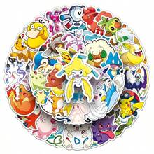 pokemon Bộ 50 miếng dán Pokémon hỗn hợp, màu trắng, chống thấm nước, bền chắc, thích hợp dán lên laptop, điện thoại, đàn guitar, mũ bảo hiểm, hành lý, không cần nguồn điện. - Nhiều màu - Xem 11