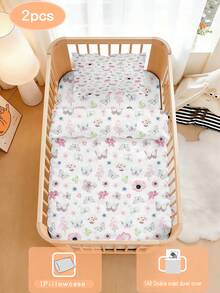1 Set Of Cartoon Pattern Printed Baby Bedding Set, Polyester Soft Breathable Duvet Cover, Suitable For Gifts, Bedrooms, Babies, All Seasons - Multicolor - View 2