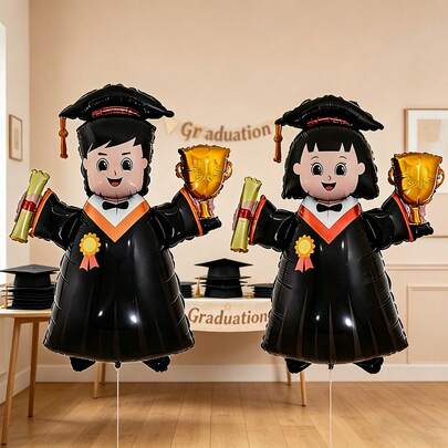 2pcs Graduation Plush Balloon, Party Balloon, Graduation Balloon, Party Decor, Suitable For University Graduation, High School Graduation, Graduation Ceremony, Graduation Party, Farewell Party, Academic Achievement