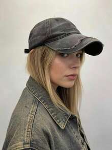 American Vintage Worn-Out Distressed Letter Embroidered Baseball Cap, New Summer Style For Men And Women, Face-Flattering Peaked Cap,Beach,Travel - B - View 6