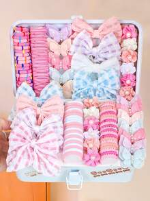 154pcs/Set Macaron Color Bow Hair Accessories Set, Including Hair Ties, Bow Hair Clips, Flower Hair Clips, Suitable For Daily Matching - Suitable For Girls, Suitable For Daily School, Outing, Party, Photo Shooting And Other Occasions - Multicolor - View 2